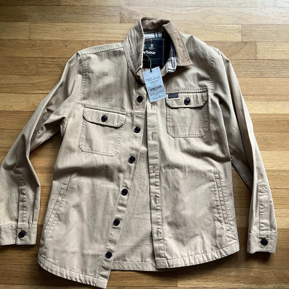 Barbour Catbell Overshirt Light Stone Cotton Shirt Jacket NWT Small